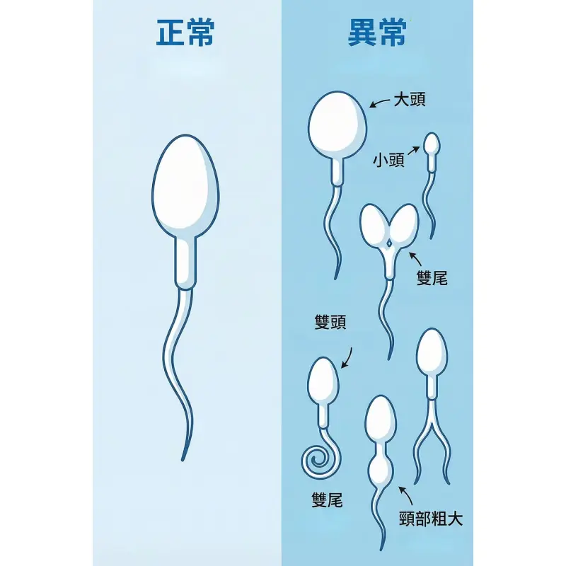 展示正常精子對比畸形精子