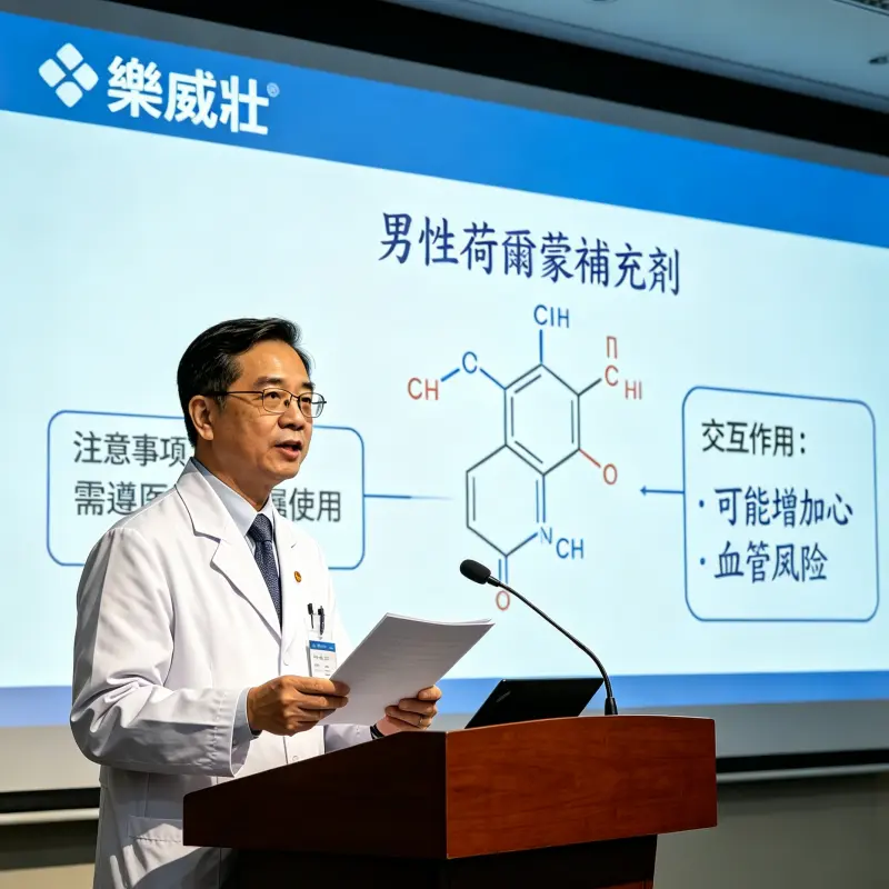 專業藥師正在解說樂威壯與男性荷爾蒙補充劑的交互作用