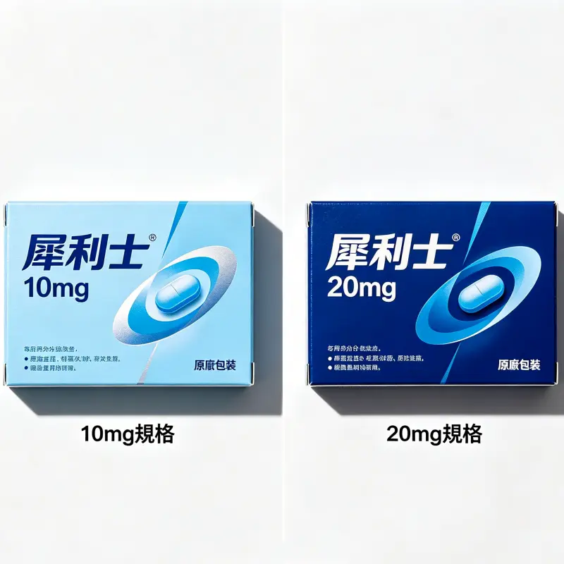 犀利士 10mg 與 20mg 原廠包裝對比，幫助用戶辨識劑量規格