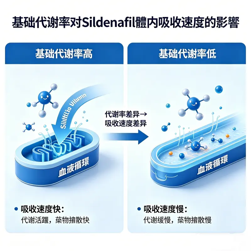 基礎代謝率如何影響 Sildenafil 在體內的吸收速度