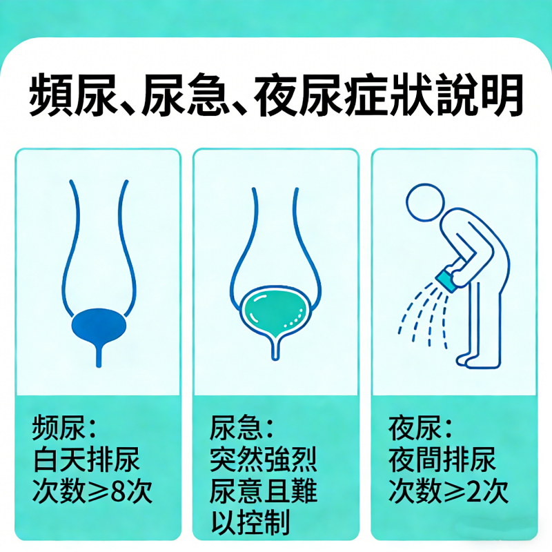頻尿、尿急、夜尿症狀說明