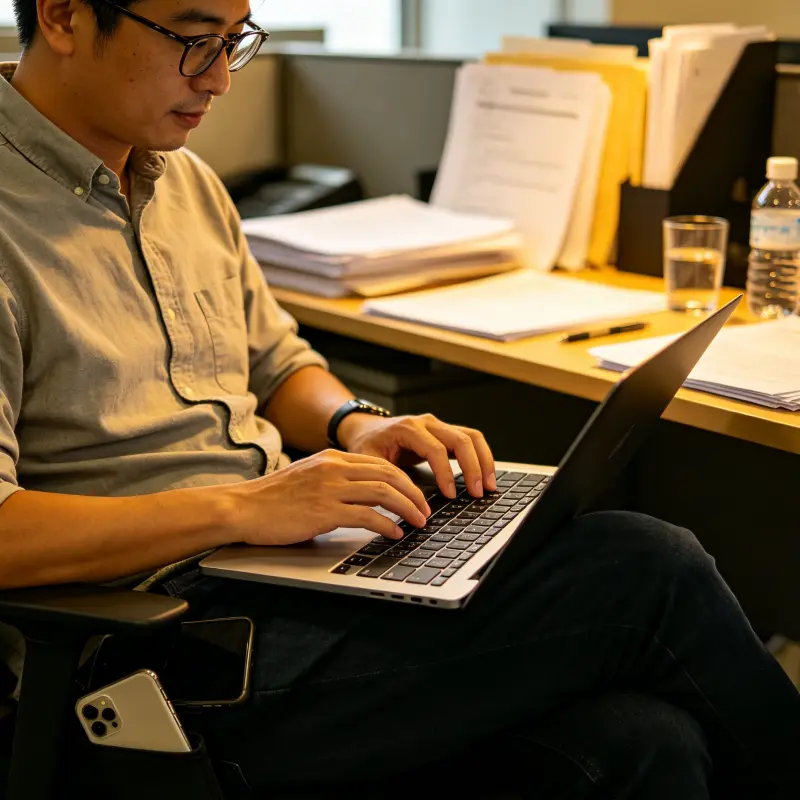 久坐,同時有「手機放口袋+筆電放腿上」習慣者