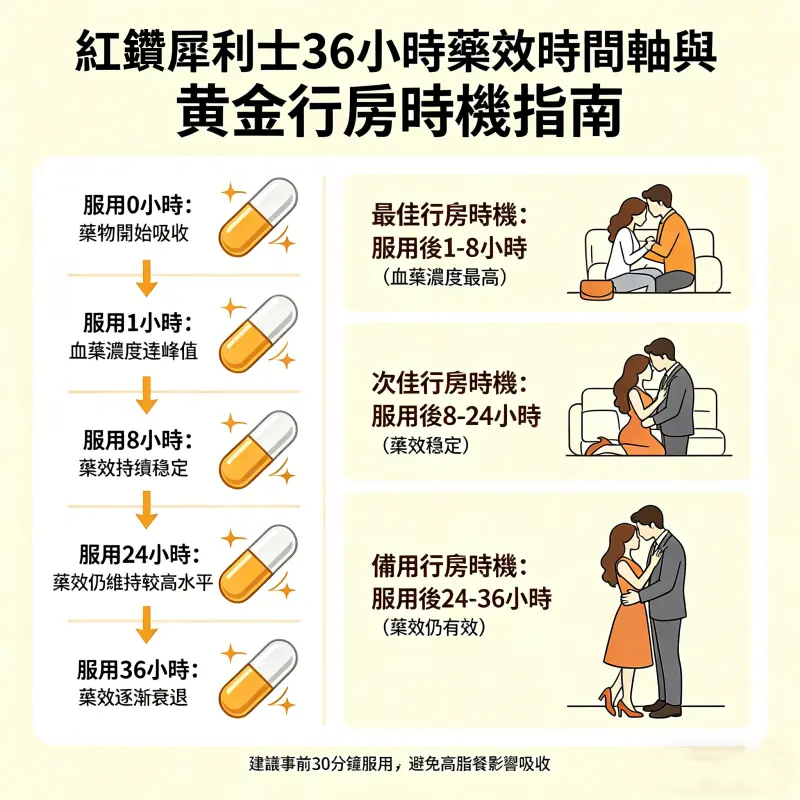 紅鑽犀利士 36 小時藥效時間軸與黃金行房時機指南