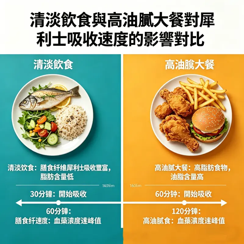 清淡飲食與高油膩大餐對犀利士吸收速度的影響對比