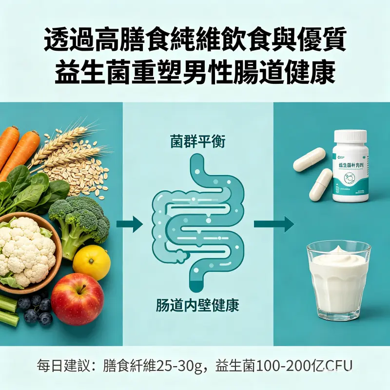 透過高膳食纖維飲食與優質益生菌重塑男性腸道健康