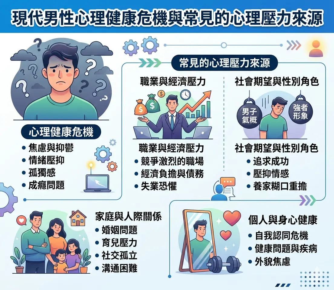 現代男性心理健康危機與常見的心理壓力來源