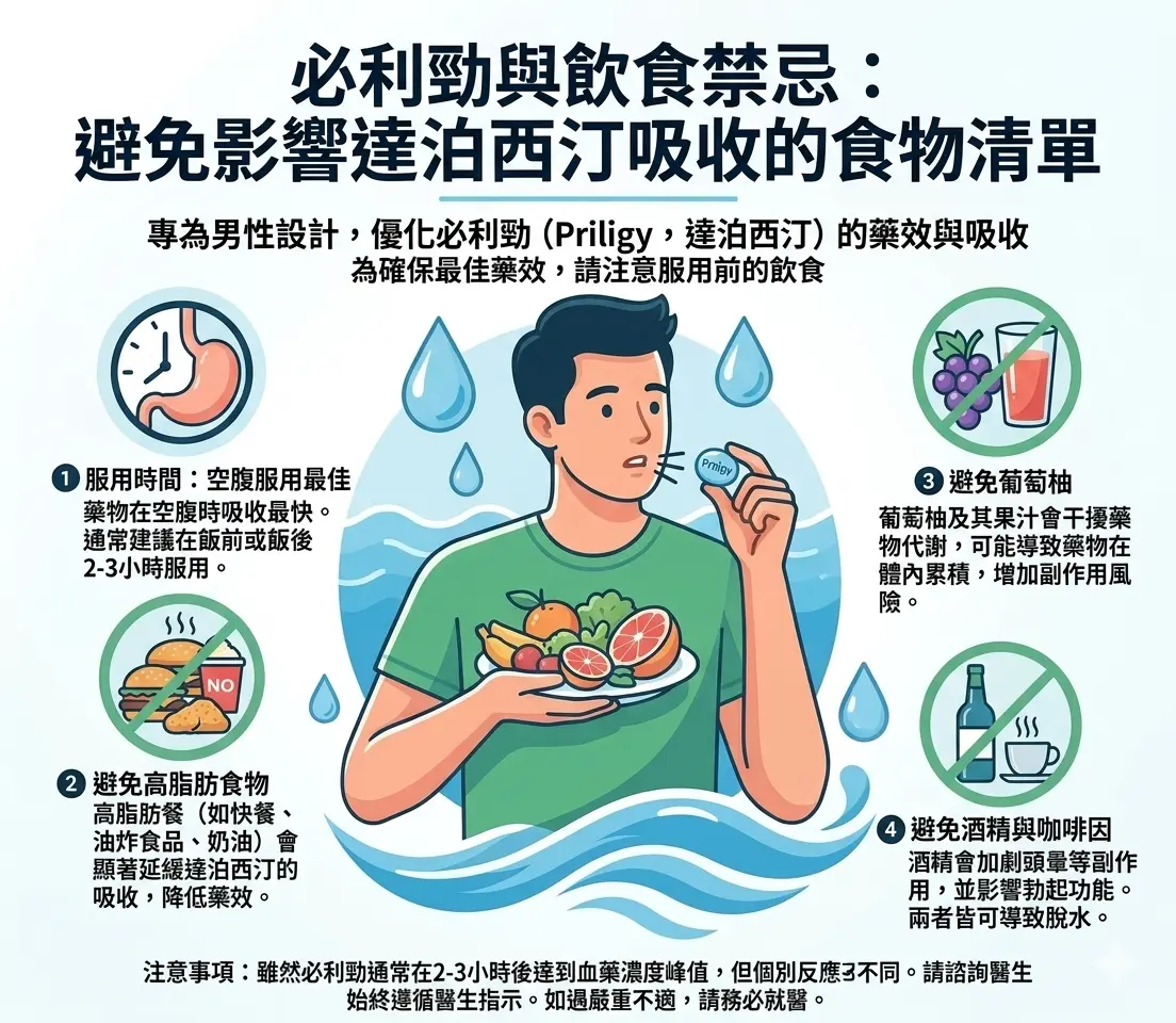 必利勁與飲食禁忌:避免影響達泊西汀吸收的食物清單