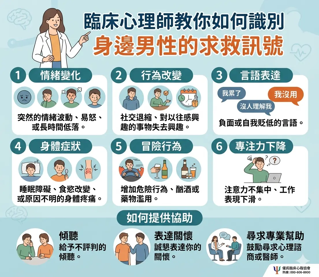 臨床心理師教你如何識別身邊男性的求救訊號