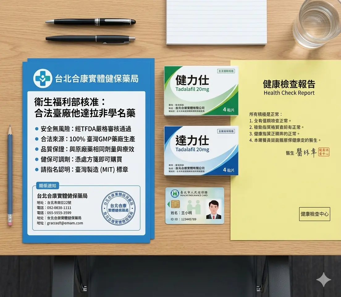 臺灣實體健保藥局販售之合法臺廠他達拉非學名藥安全無風險替代方案