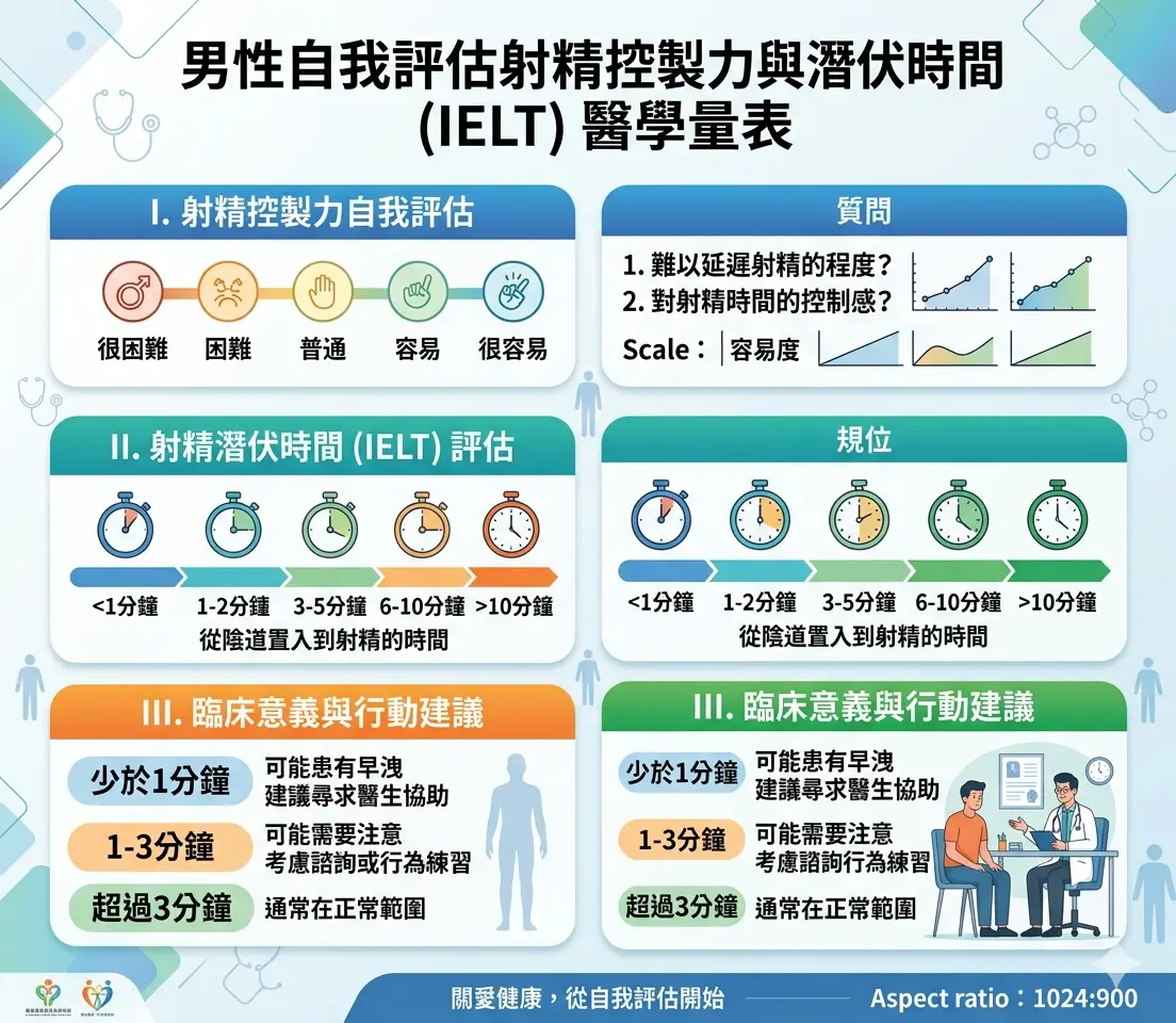 男性自我評估射精控製力與潛伏時間（IELT）的醫學量表