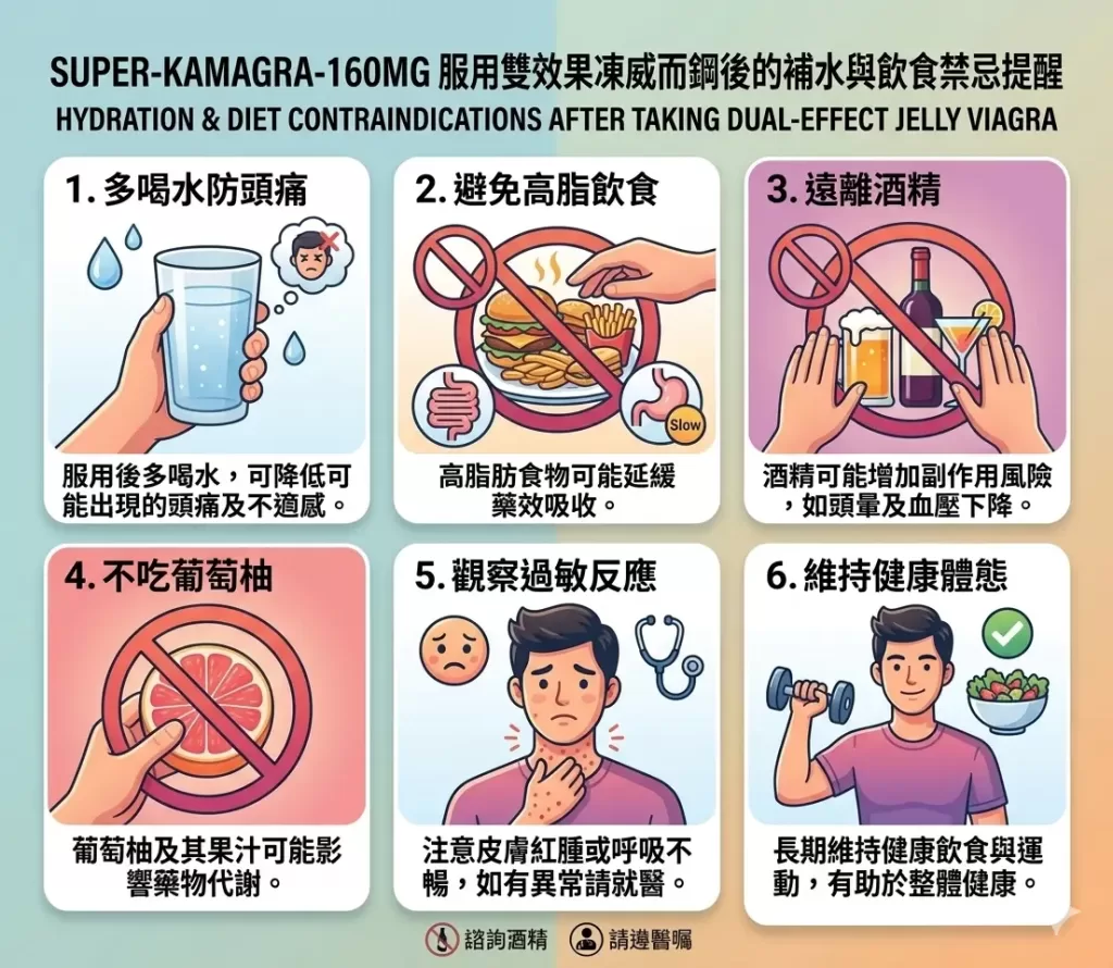 服用雙效果凍威而鋼後的補水與飲食禁忌提醒