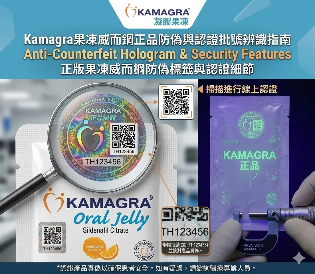 正版 Ajanta Pharma 果凍威而鋼雷射防偽標籤細節