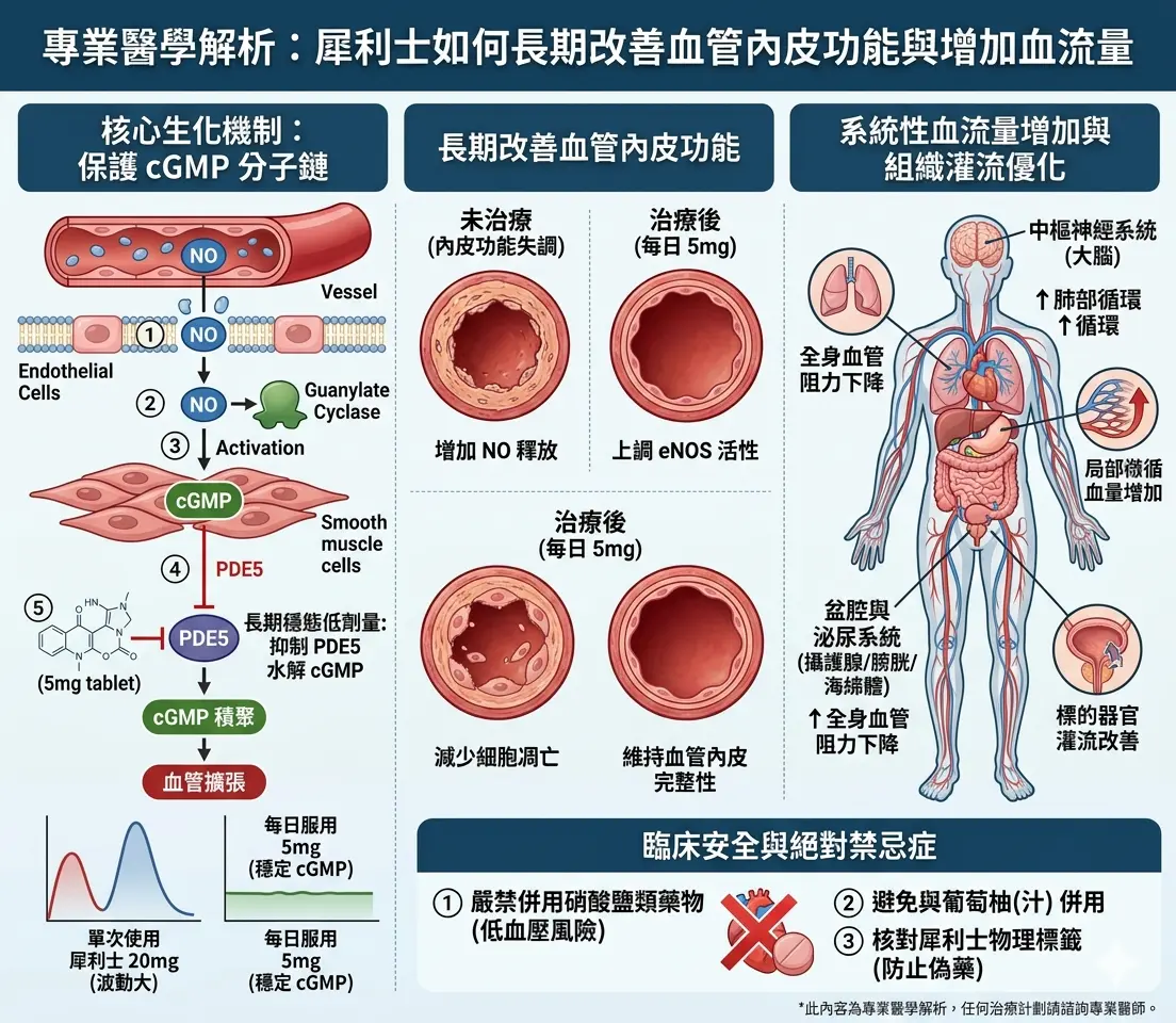 專業醫學解析犀利士如何長期改善血管內皮功能與增加血流量