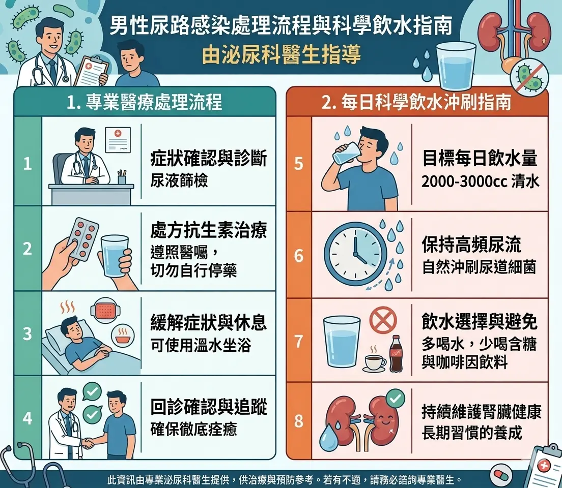 泌尿科醫生指導男性尿路感染處理流程與每日科學飲水沖刷細菌