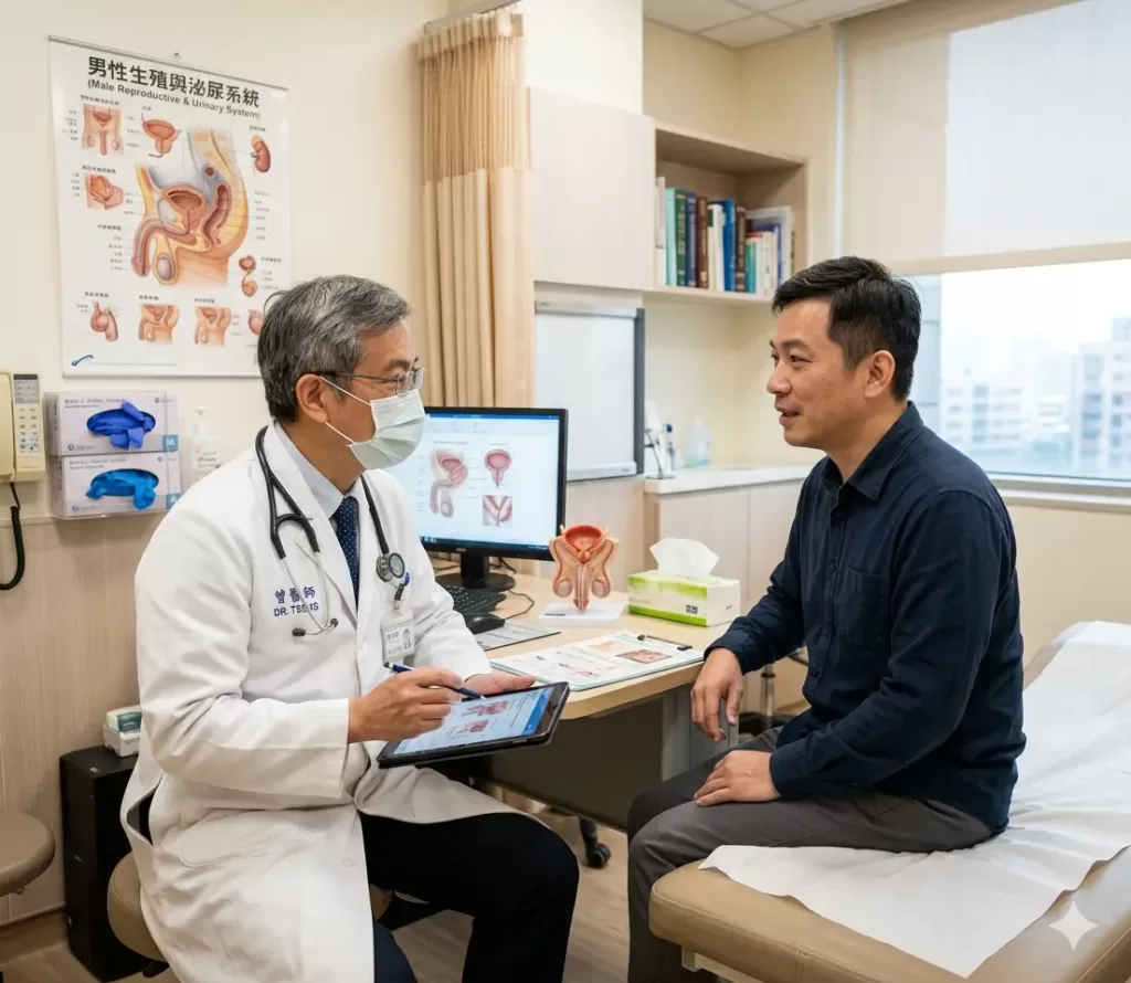 泌尿科醫師進行男性性健康諮詢與生理評估