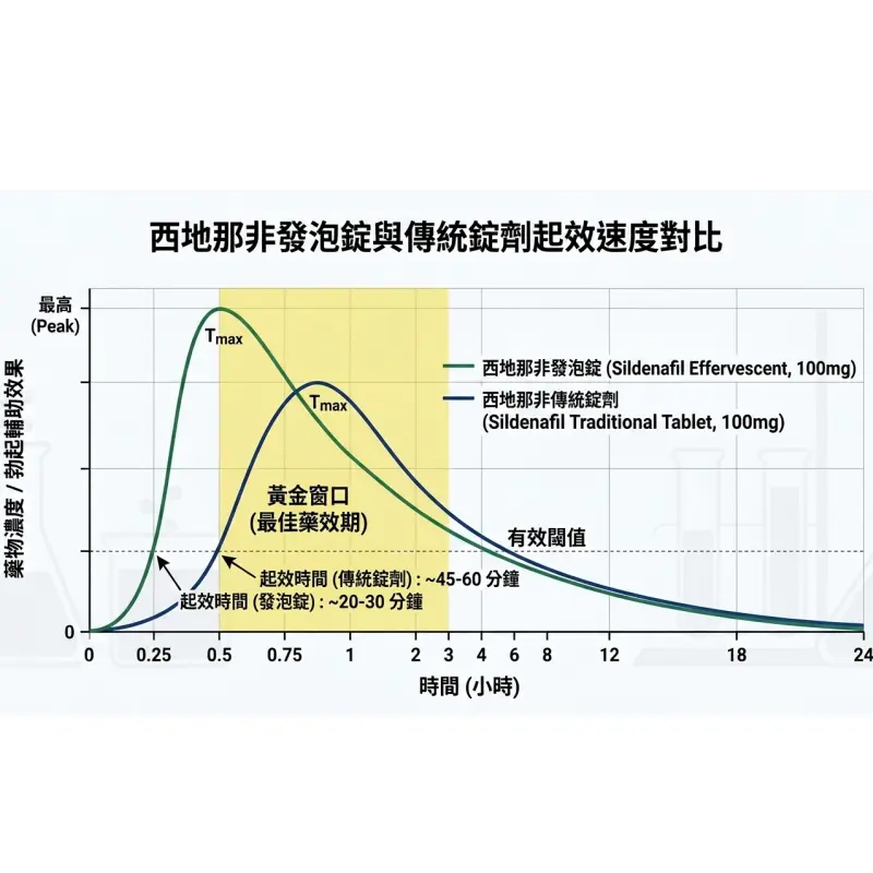 西地那非發泡錠起效速度對比傳統錠劑