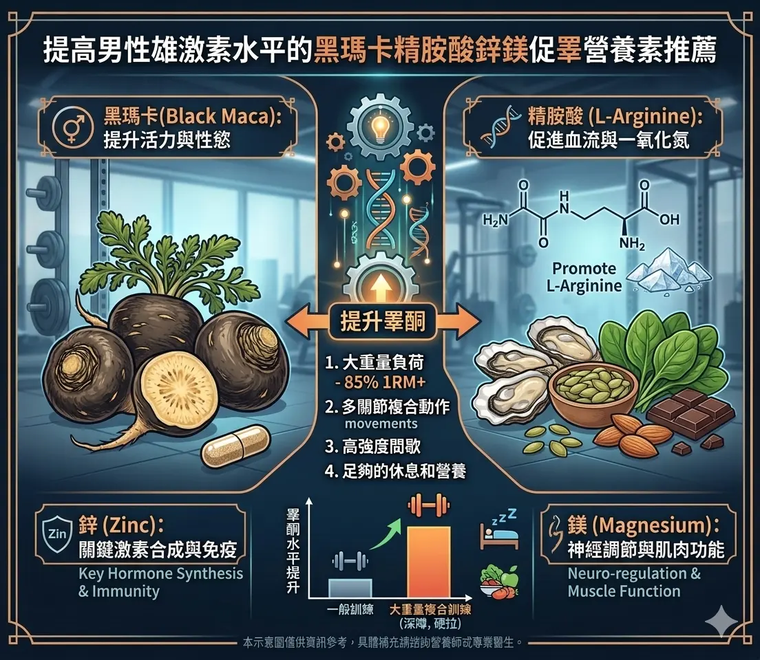 提高男性雄激素水平的黑瑪卡精胺酸鋅鎂促睪營養素推薦