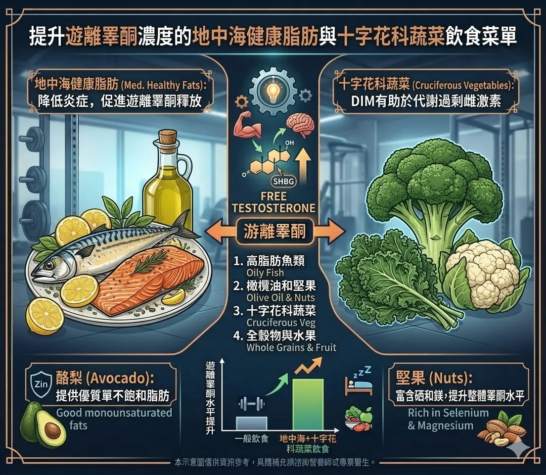 提升遊離睪酮濃度的地中海健康脂肪與十字花科蔬菜飲食菜單