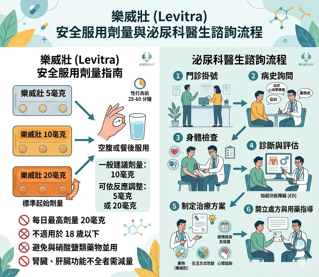 醫學圖解樂威壯安全服用劑量與泌尿科醫生諮詢流程
