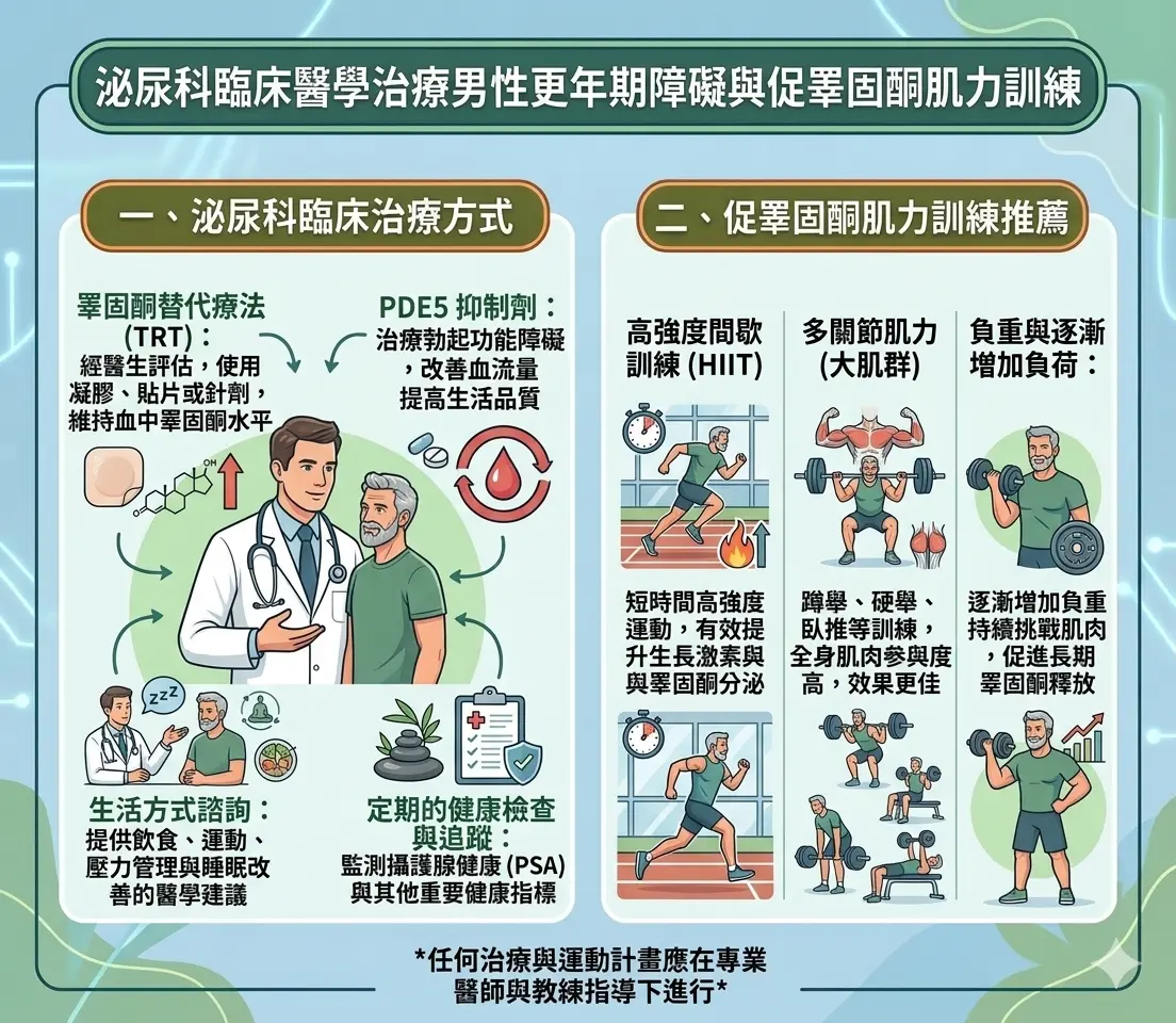 泌尿科臨床醫學治療男性更年期障礙與促睪固酮肌力訓練
