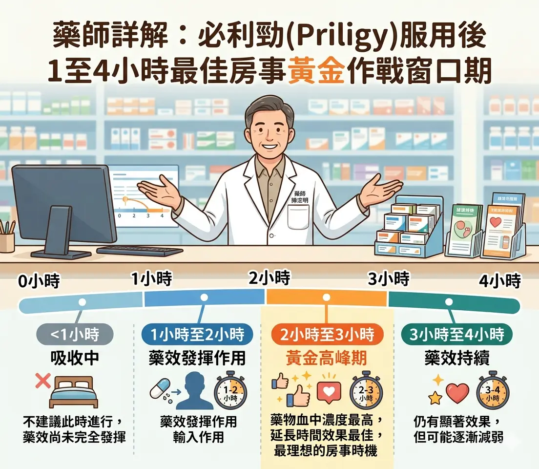 藥師詳解服用必利勁後 1 至 4 小時最佳房事黃金作戰窗口期