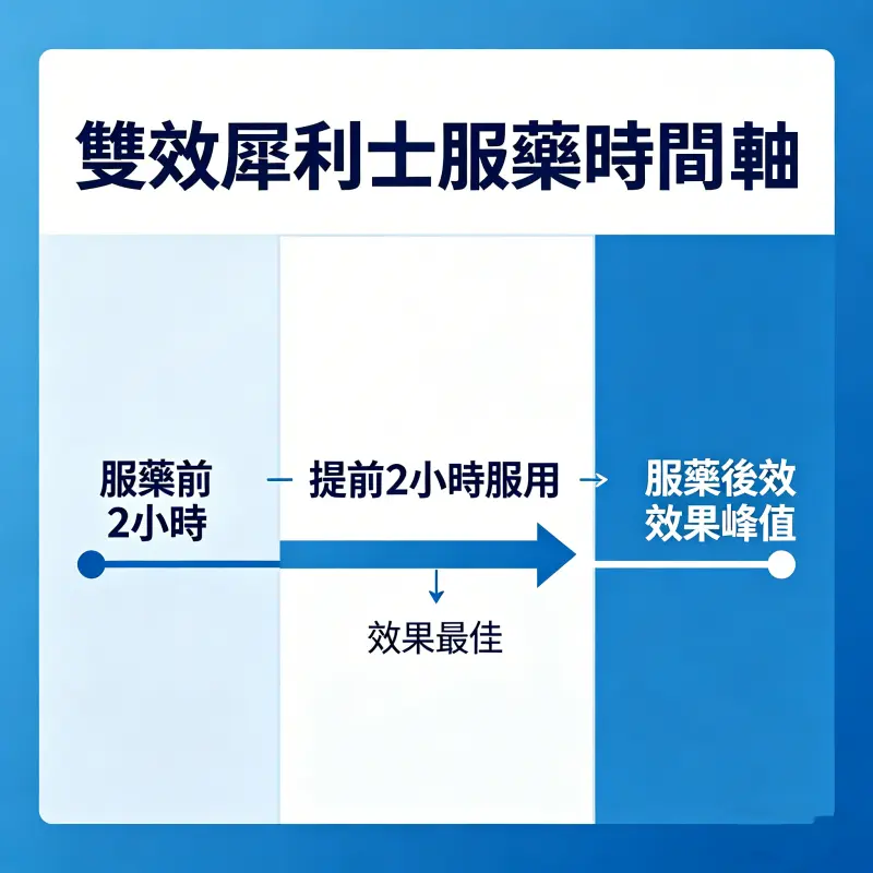 雙效犀利士服藥時間軸：提前2小時服用效果最佳