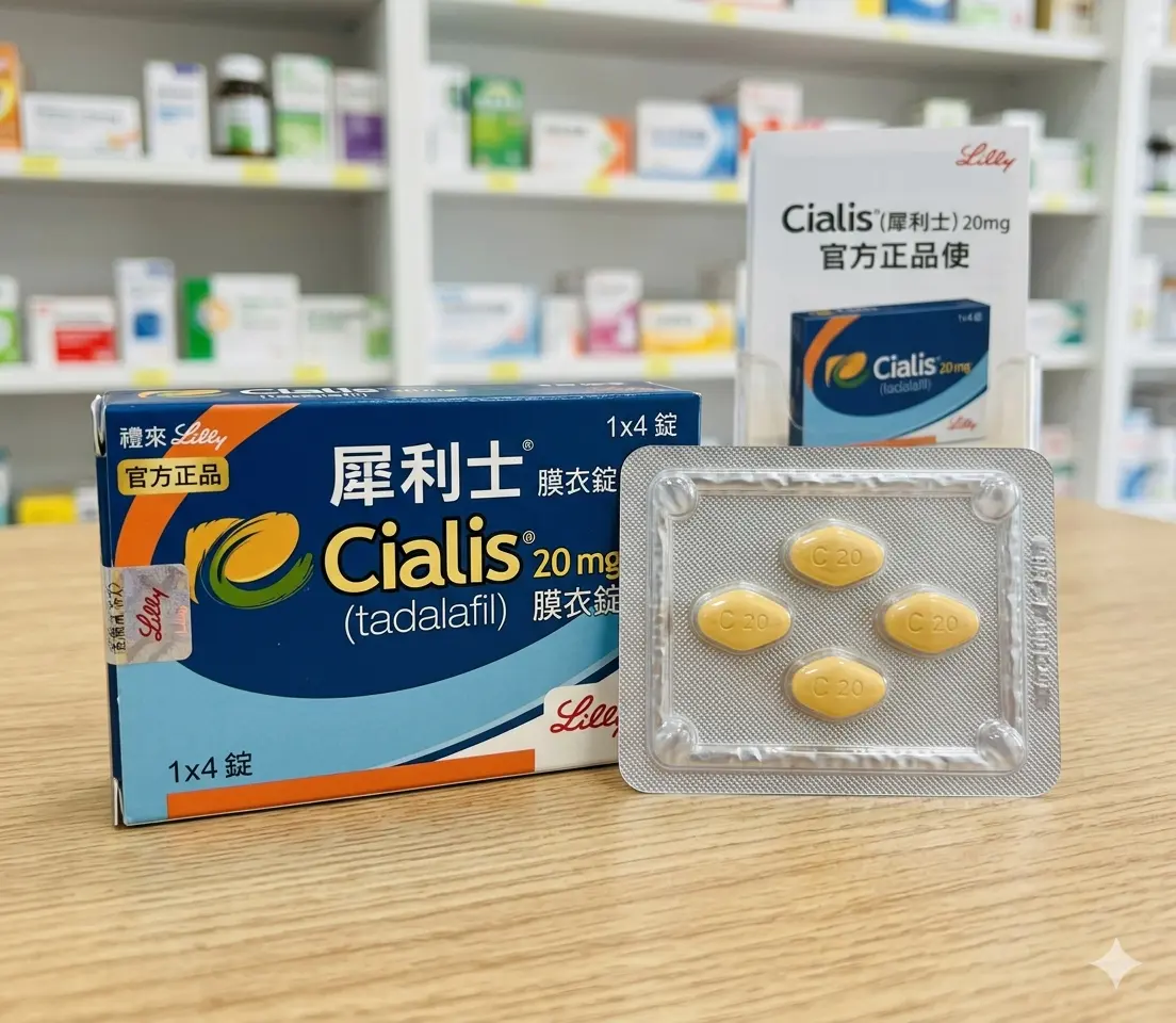 犀利士 Cialis 官方正品包裝與黃色杏仁狀藥錠