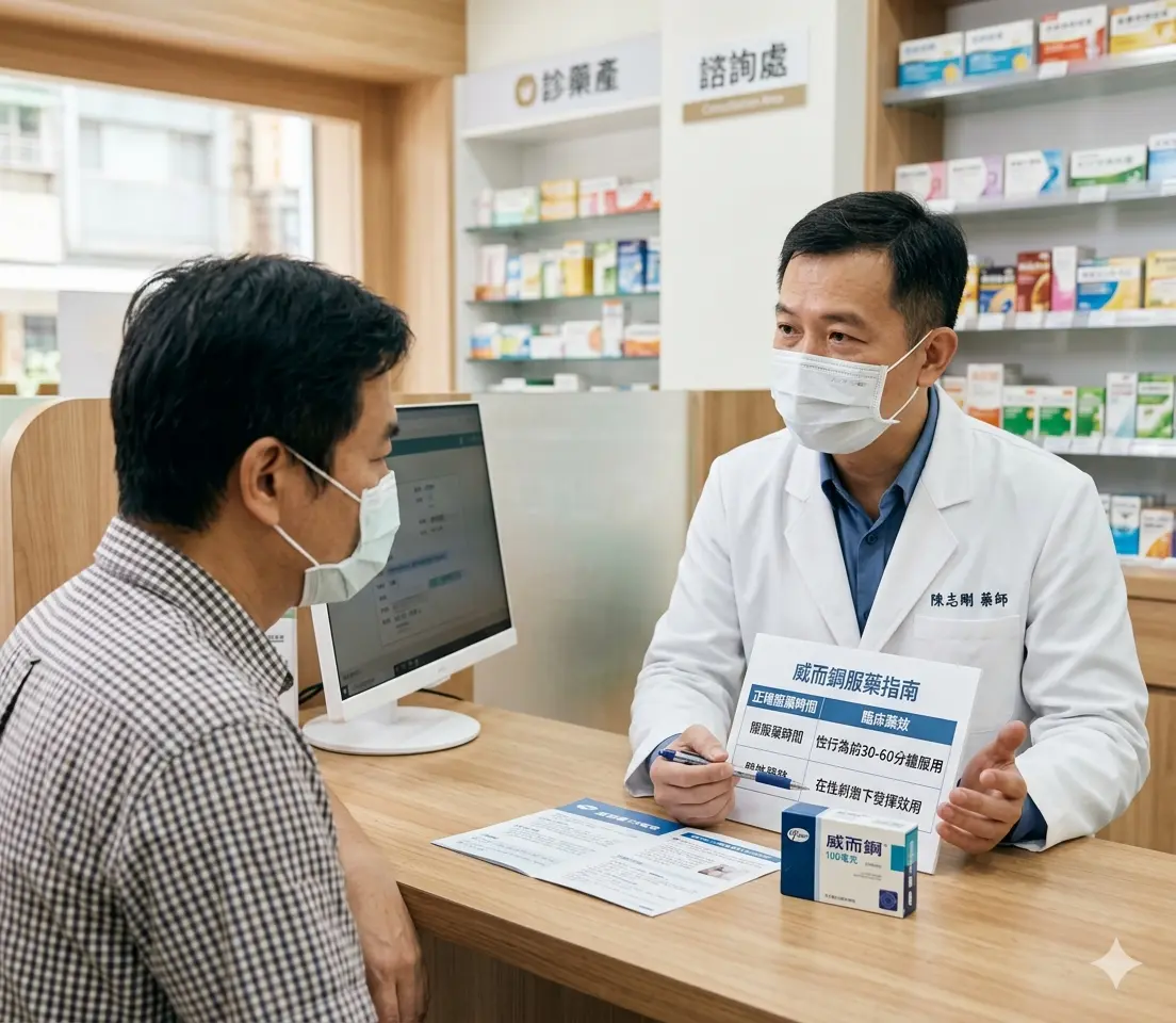 專業藥師為患者講解威而鋼正確服藥時間與臨床藥效發揮指南