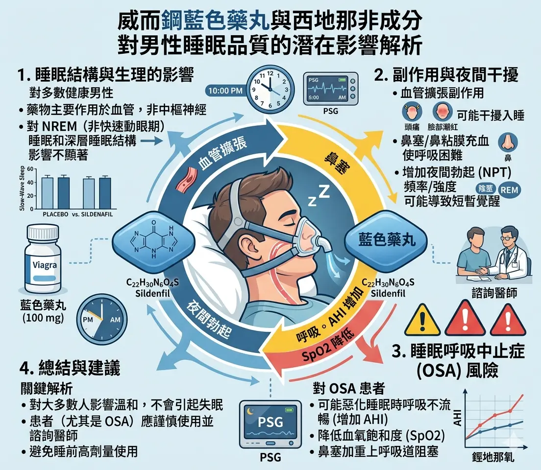 威而鋼藍色藥丸與西地那非成分對男性睡眠品質的潛在影響解析