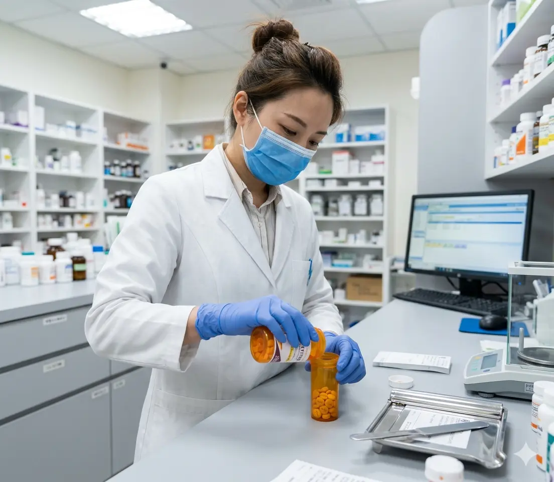 在實體健保特約藥局由專業藥師調劑合法處方藥物樂威壯