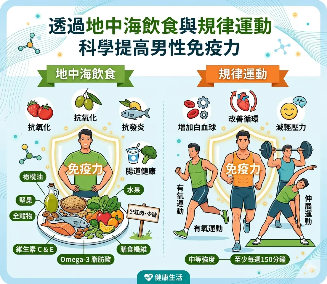 透過地中海飲食與規律運動科學提高男性免疫力