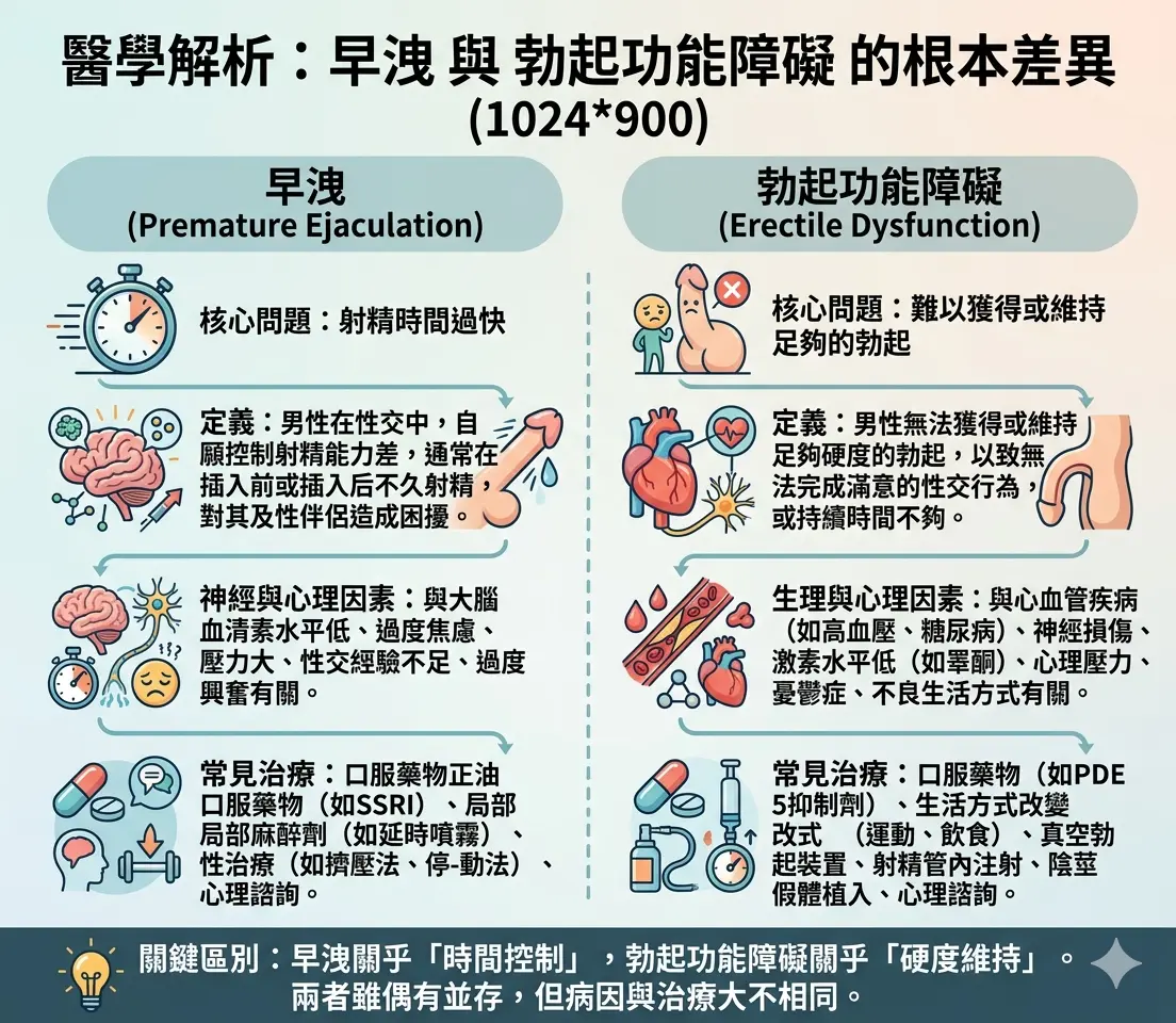 醫學解析早洩與勃起功能障礙的根本差異圖解
