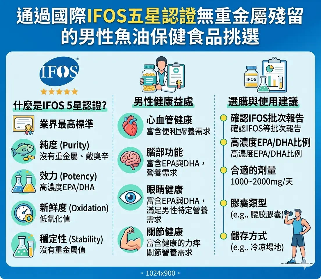 通過國際IFOS五星認證無重金屬殘留的男性魚油保健食品挑選