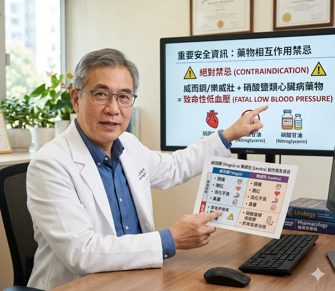 泌尿科醫生講解威而鋼與樂威壯副作用及硝酸鹽心臟病藥物禁忌