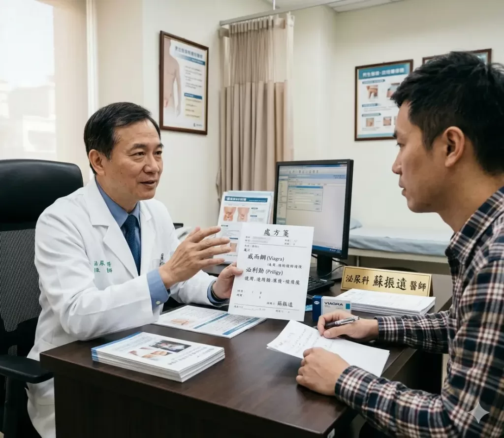 泌尿科醫生開立威而鋼與必利勁聯用處方治療混合型早洩陽痿