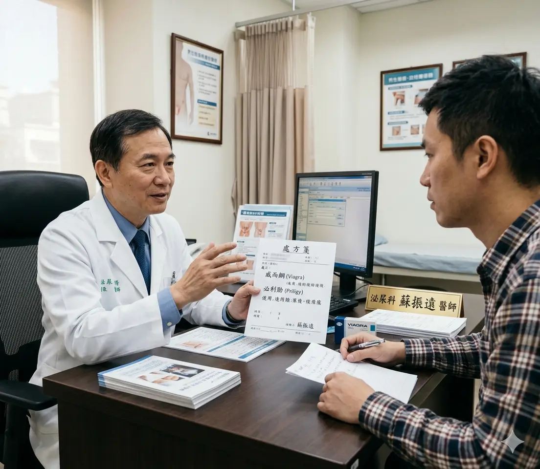 泌尿科醫生開立威而鋼與必利勁聯用處方治療混合型早洩陽痿