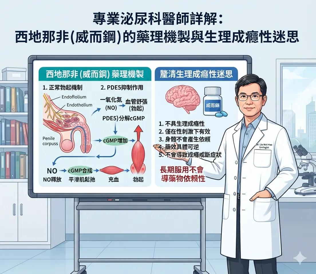 專業泌尿科醫師詳解西地那非威而鋼藥理機製與生理成癮性迷思