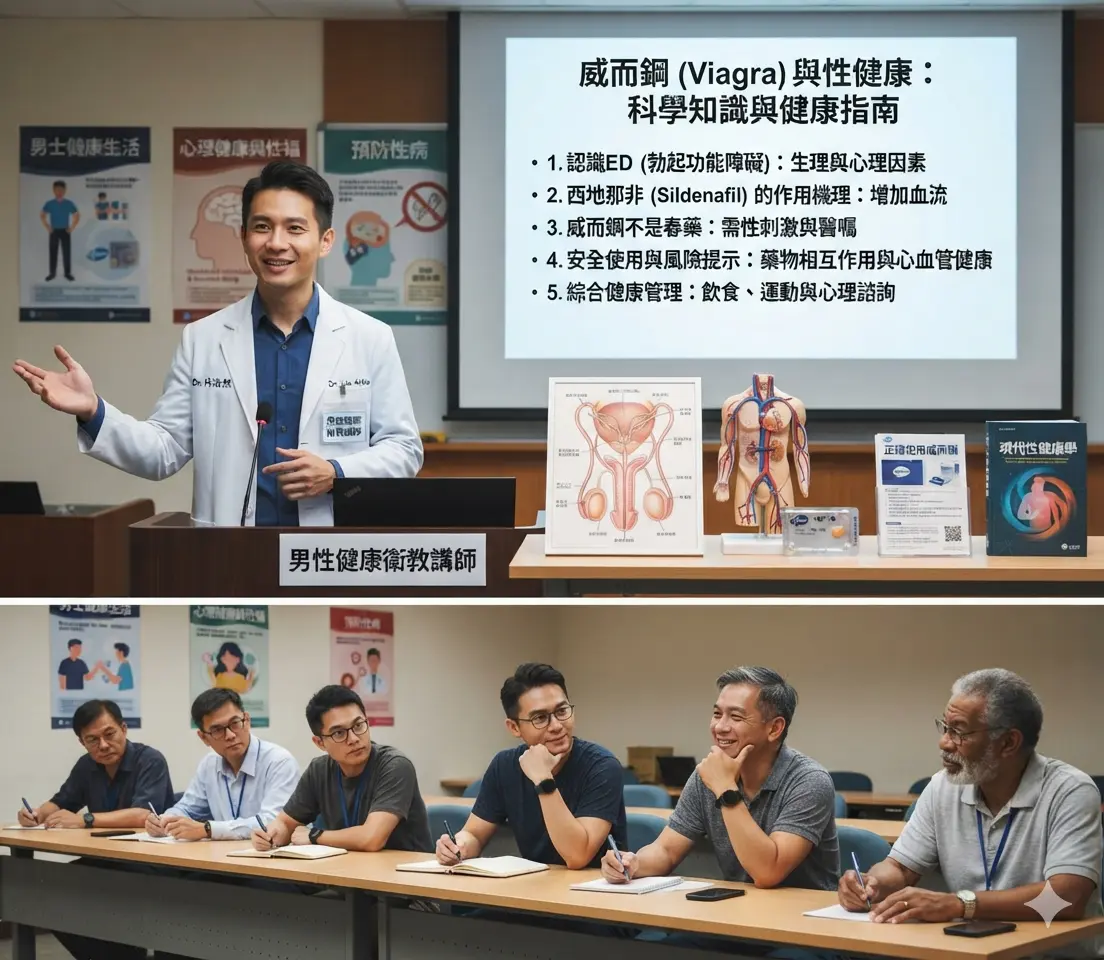 將威而鋼Viagra西地那非納入現代科學性健康教育與男性健康衛教課程示意圖