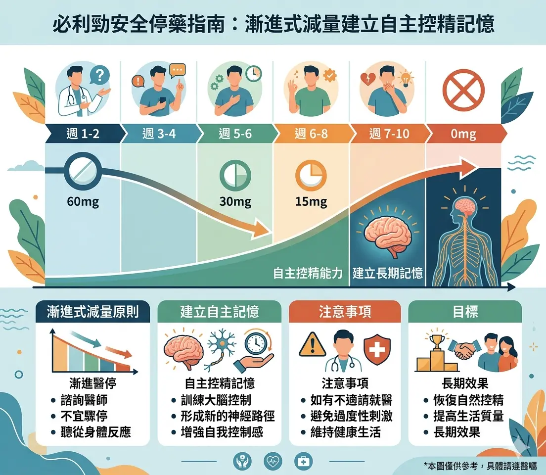 必利勁安全停藥指南：漸進式減量建立自主控精記憶