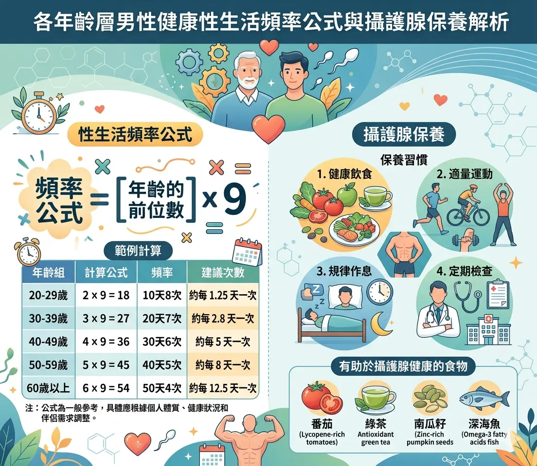 各年齡層男性健康性生活頻率公式與攝護腺保養解析