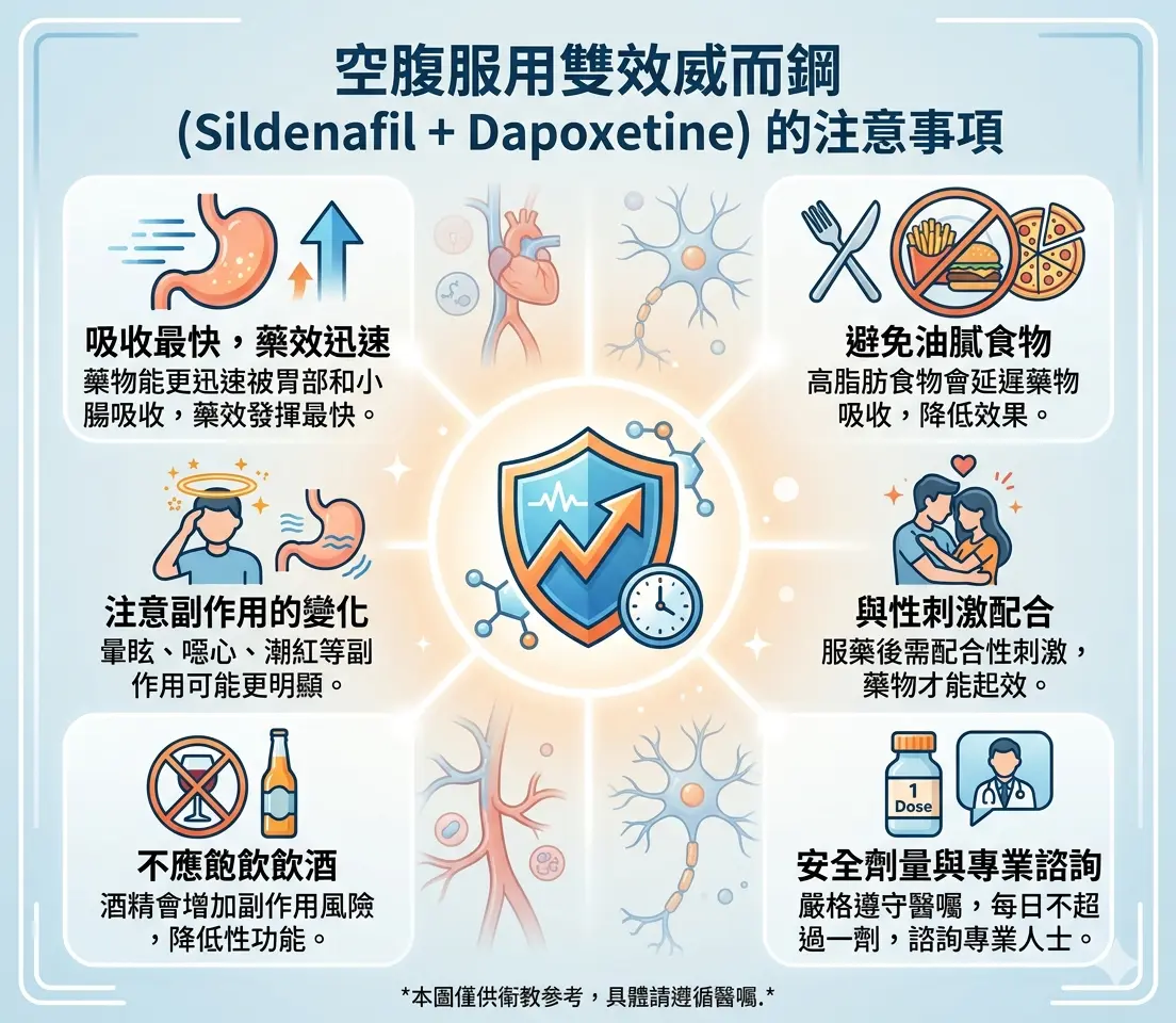 服用雙效威而鋼前後的行房時間與空腹註意事項