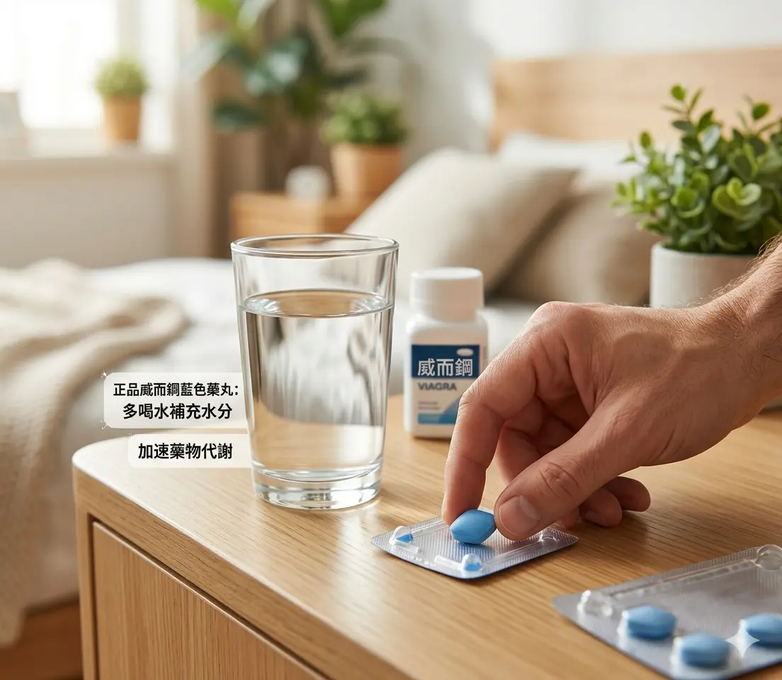 正品威而鋼藍色藥丸與多喝水補充水分以加速藥物代謝的健康生活指南