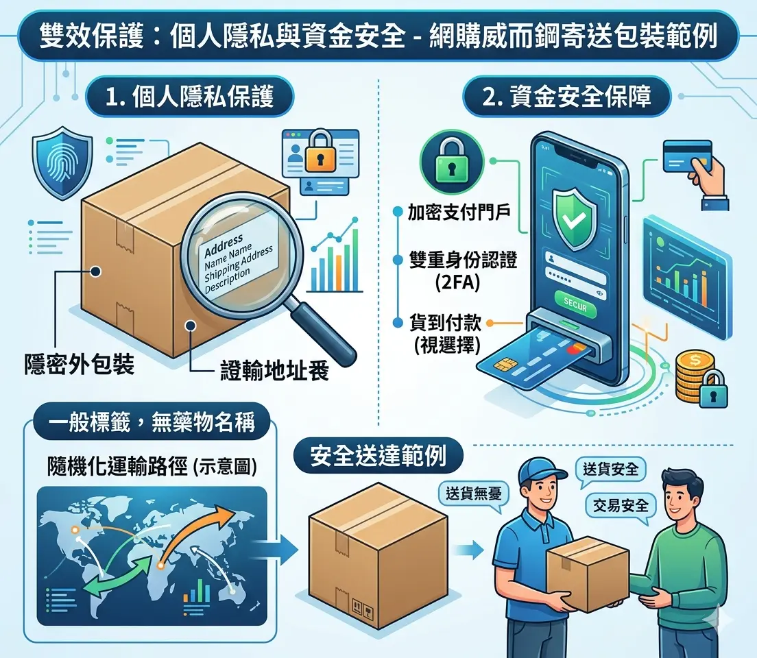 保護個人隱私與資金安全的雙效威而鋼網購寄送包裝範例