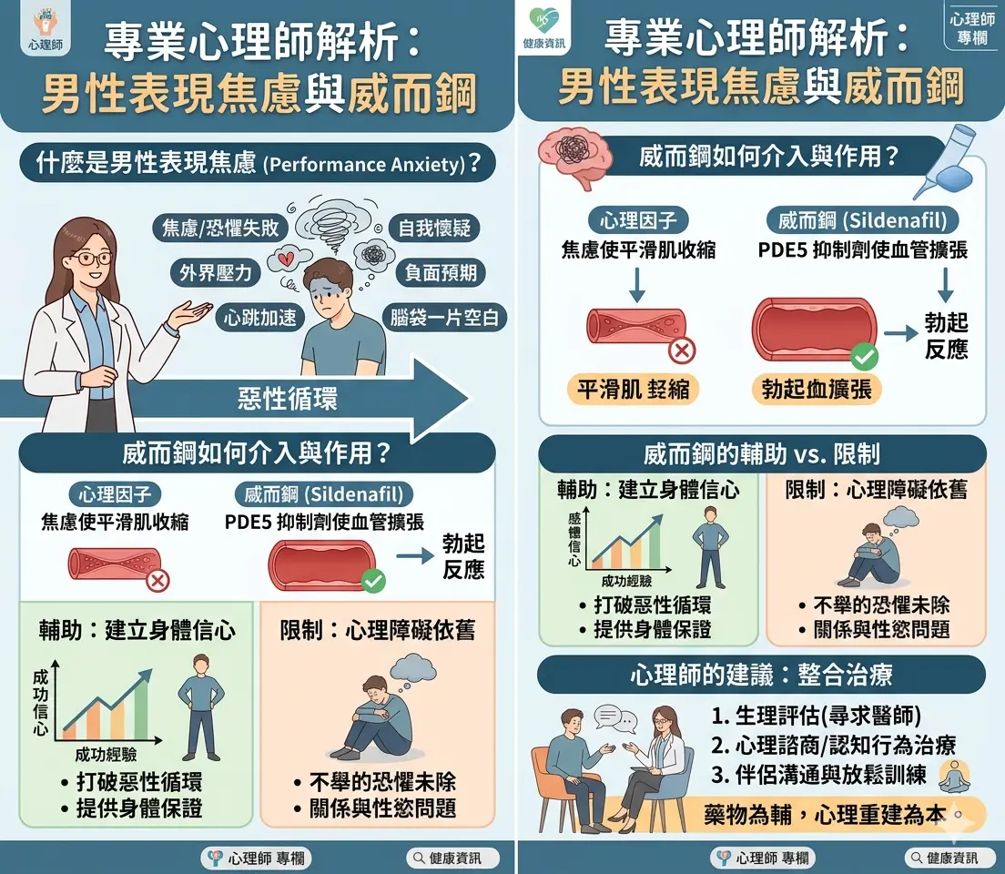 專業心理諮商師與泌尿科醫師共同解析男性表現焦慮與威而鋼藥效