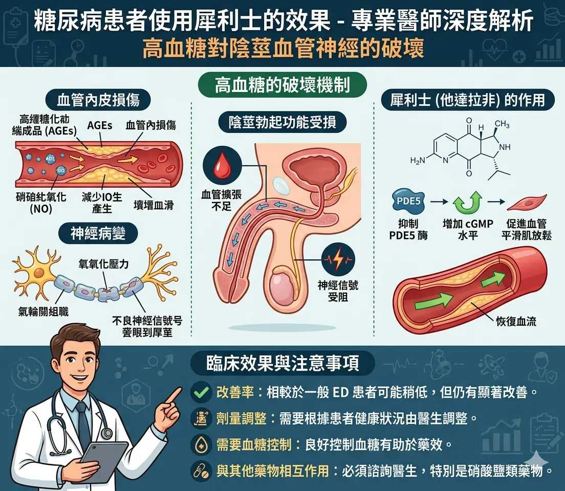 糖尿病患者使用犀利士的效果-專業醫師深度解析高血糖對陰莖血管神經的破壞