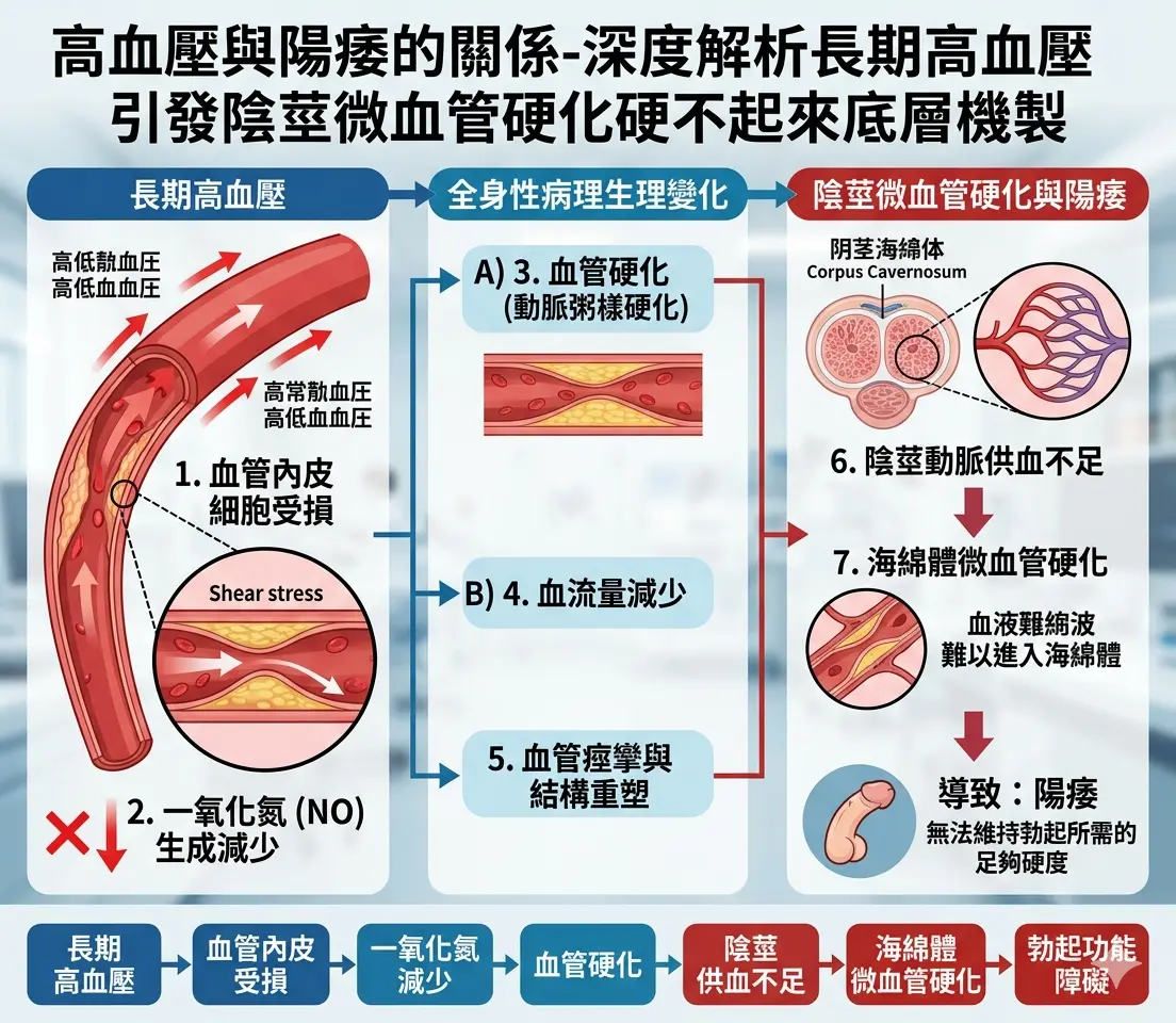 高血壓與陽痿的關係-深度解析長期高血壓引發陰莖微血管硬化硬不起來底層機製