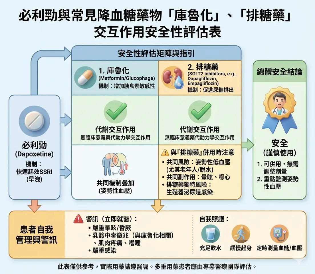 必利勁與常見降血糖藥物庫魯化排糖藥交互作用安全性評估表