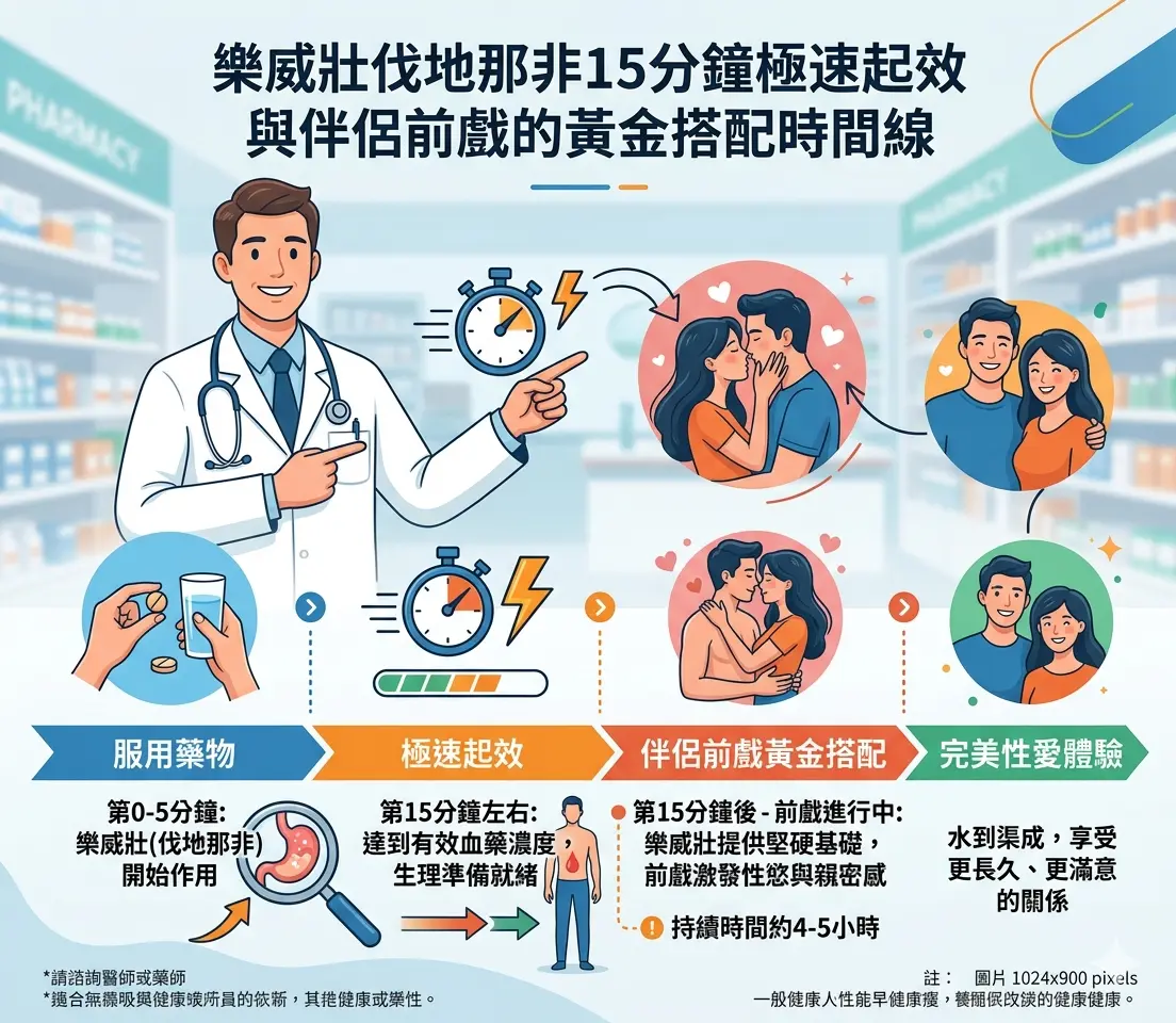 藥師說明樂威壯伐地那非15分鐘極速起效與伴侶前戲的黃金搭配時間線
