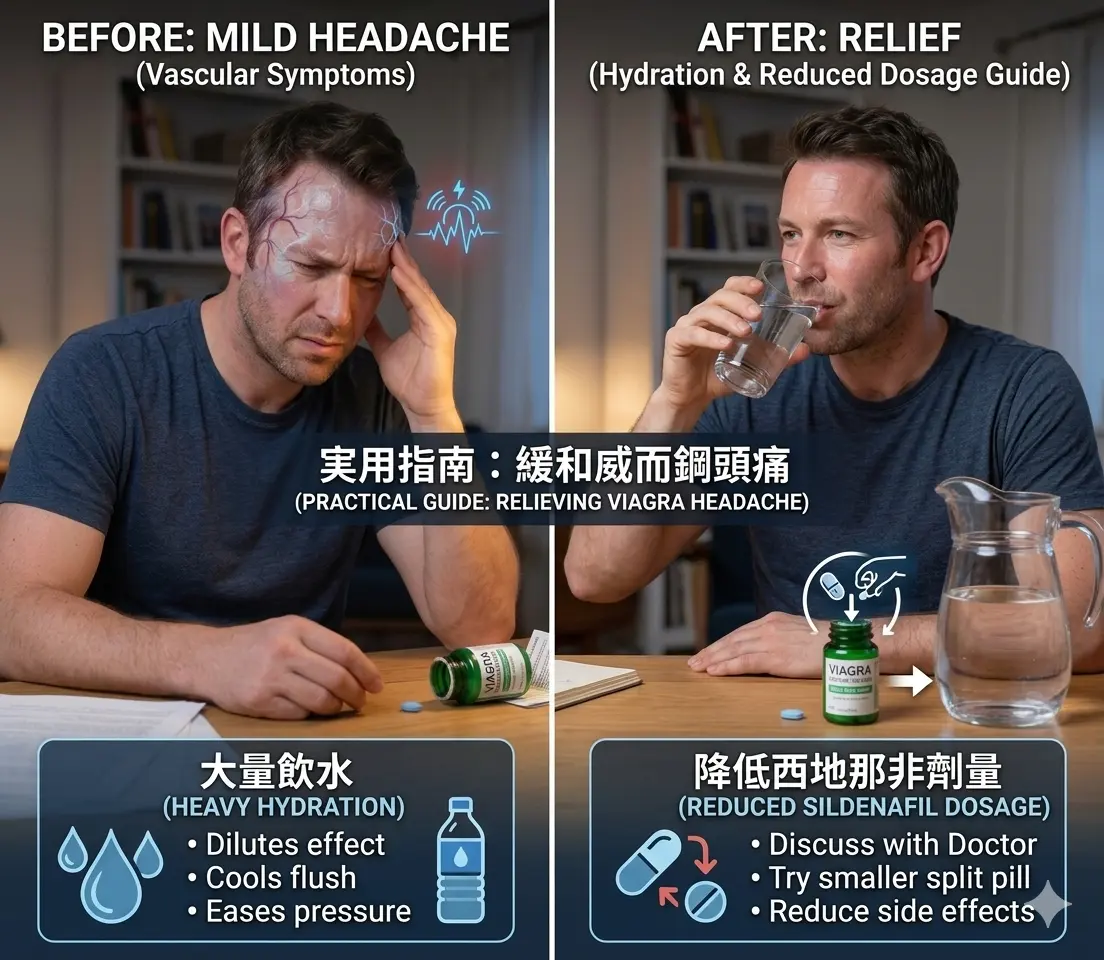 透過大量飲水與降低西地那非劑量來有效緩解威而鋼頭痛的實用指南