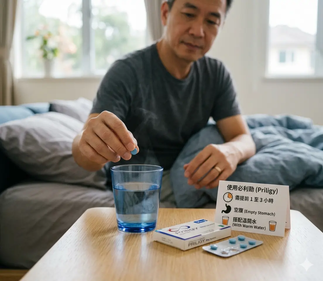 必利勁怎麼吃：性行為前1至3小時空腹搭配溫開水